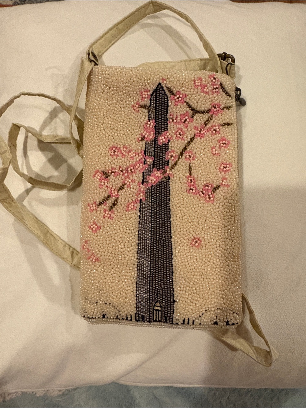 Beaded Cherry Blossom/Washington Monument Mini Crossbody by Bamboo Trading Co